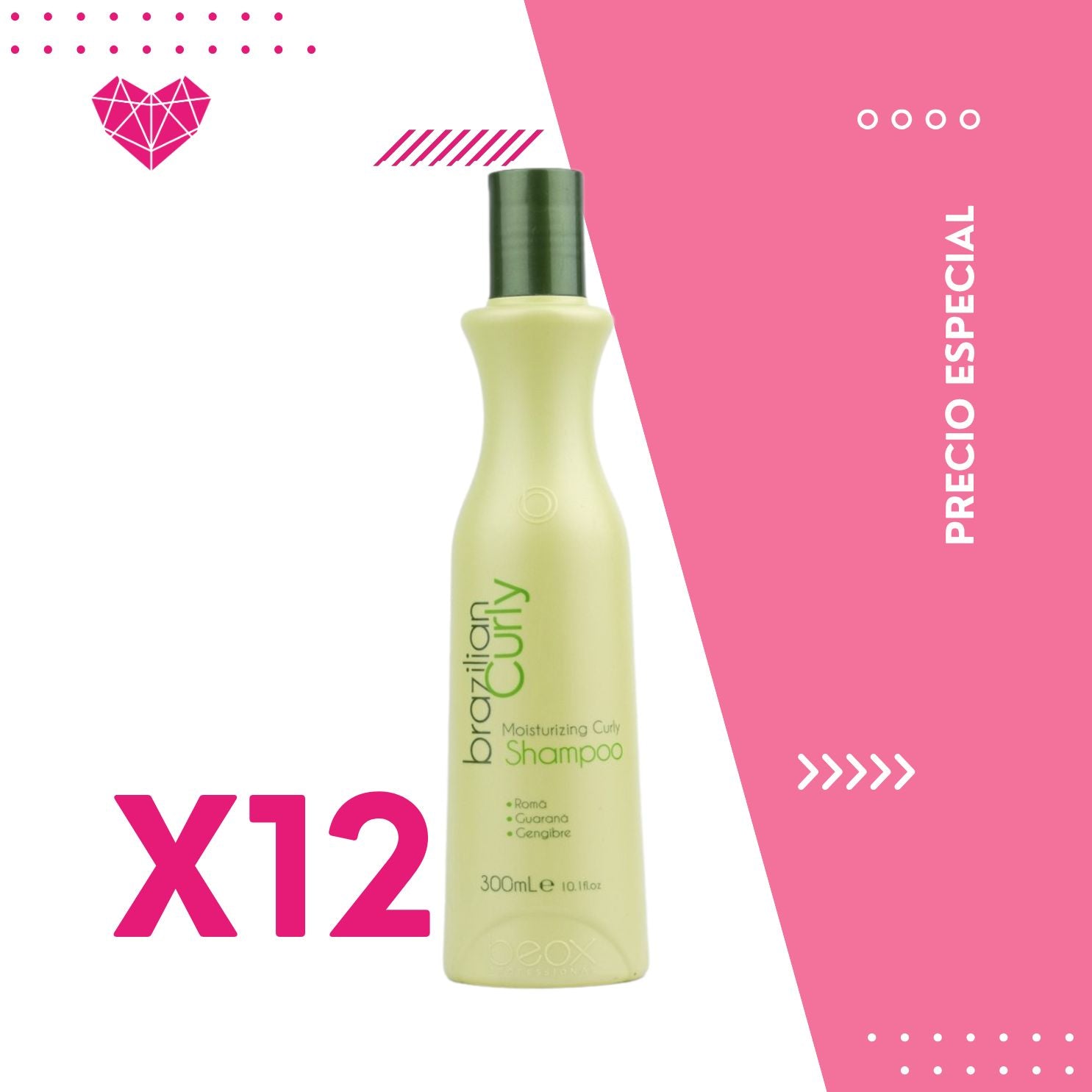 Moisturizing Shampoo Brazilian Curly 300mL x 12 unidades