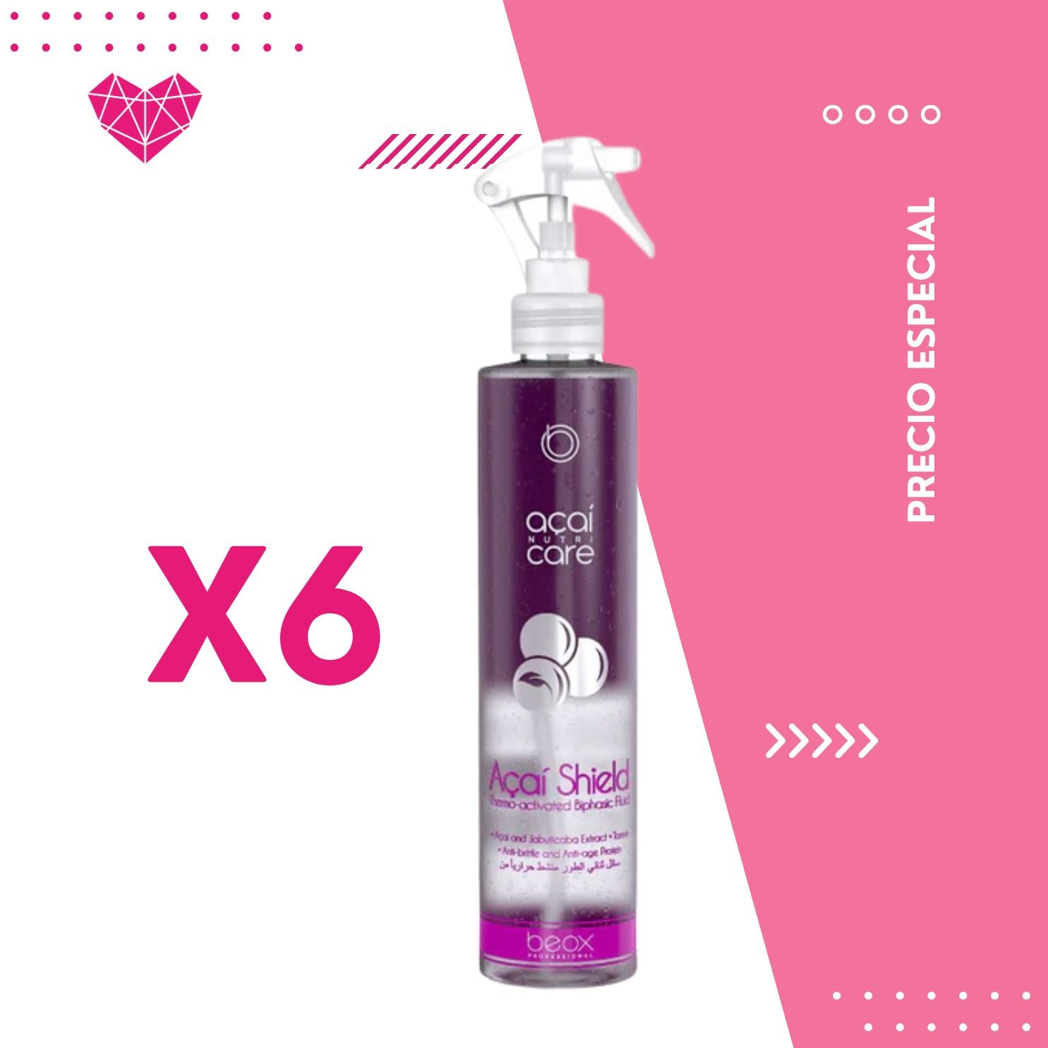 Açaí Shield - Fluido Bifásico 300ml x 6 unidades